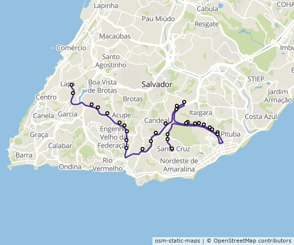 Mapa do itinerário da linha