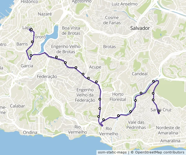 Mapa do itinerário da linha