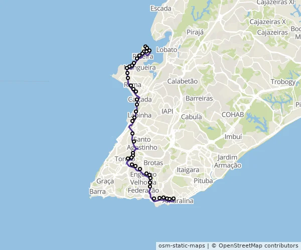 Mapa do itinerário da linha