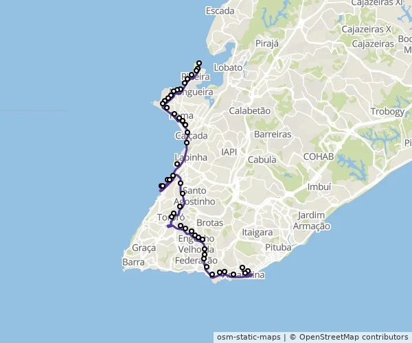 Mapa do itinerário da linha