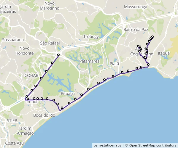 Mapa do itinerário da linha