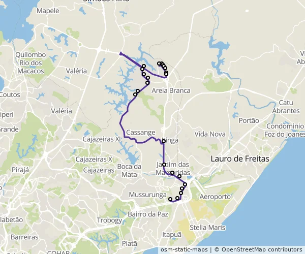 Mapa do itinerário da linha