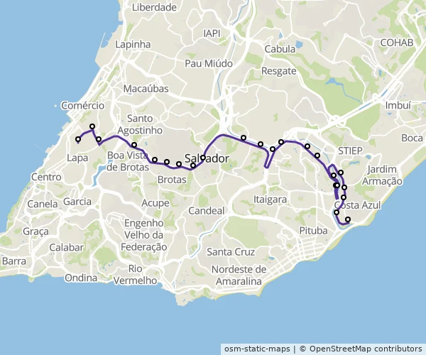 Mapa do itinerário da linha