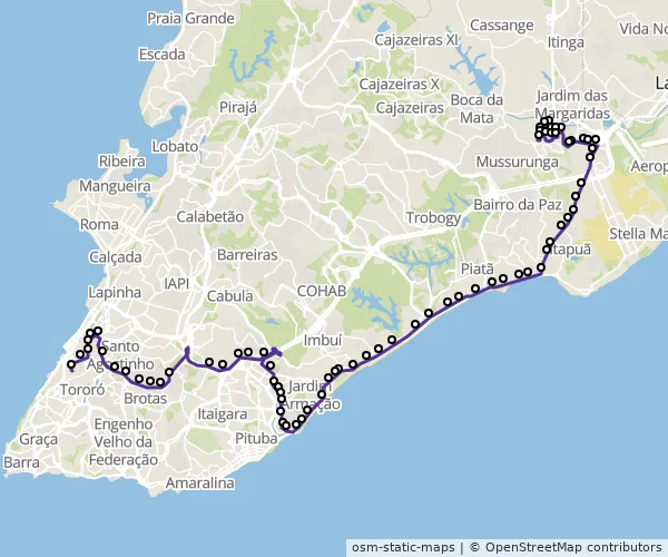 Mapa do itinerário da linha