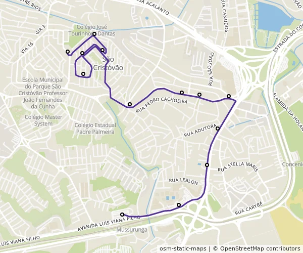 Mapa do itinerário da linha