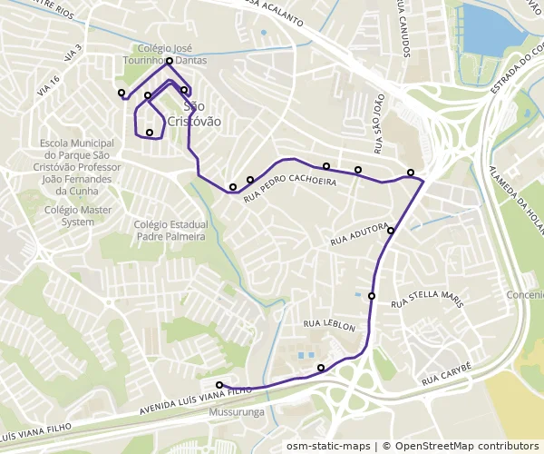 Mapa do itinerário da linha