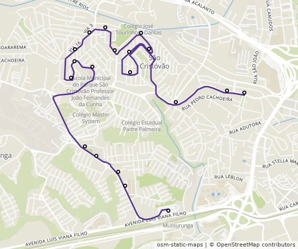 Mapa do itinerário da linha