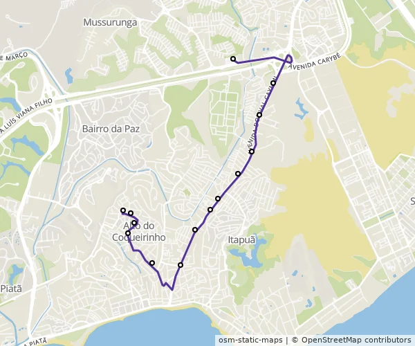 Mapa do itinerário da linha
