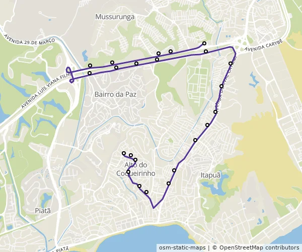 Mapa do itinerário da linha