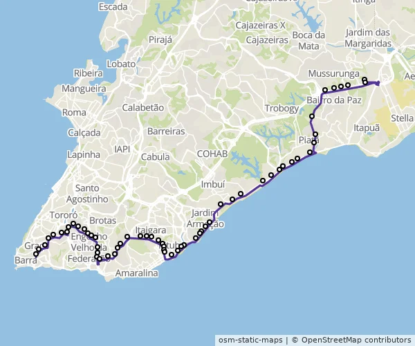 Mapa do itinerário da linha