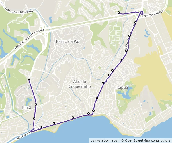 Mapa do itinerário da linha
