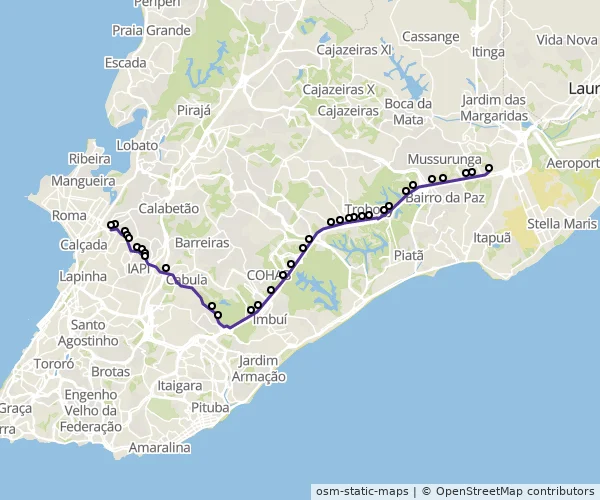 Mapa do itinerário da linha