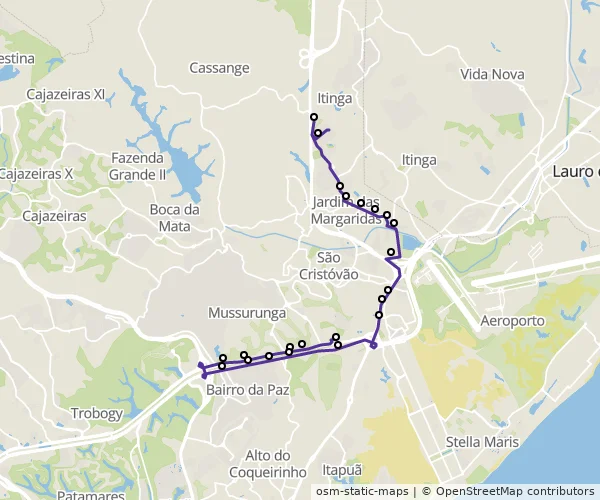 Mapa do itinerário da linha