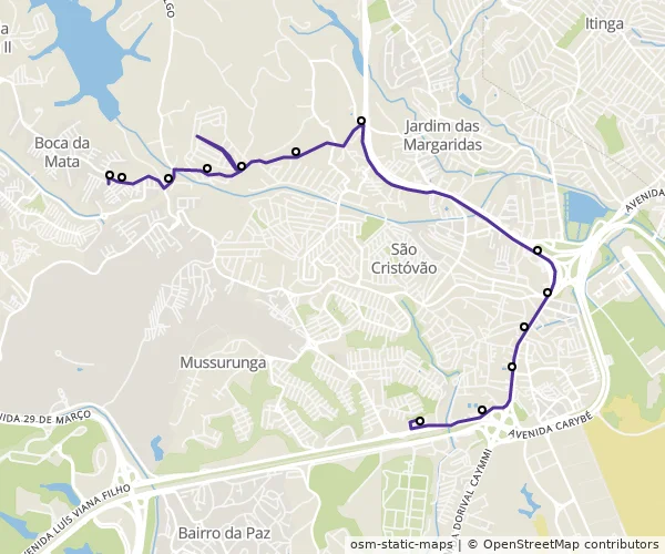 Mapa do itinerário da linha