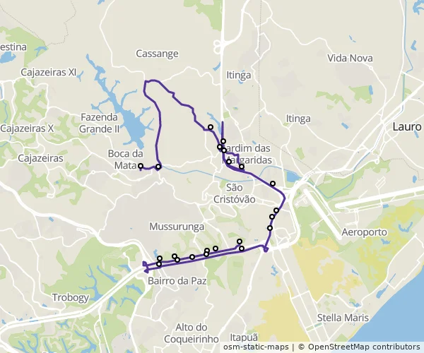 Mapa do itinerário da linha