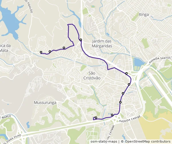 Mapa do itinerário da linha