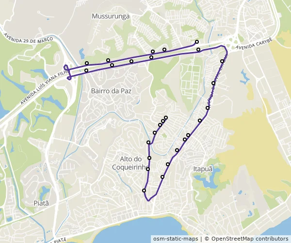 Mapa do itinerário da linha