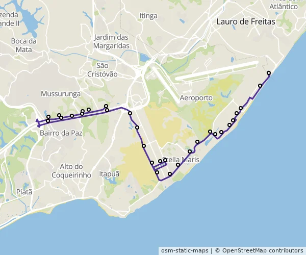 Mapa do itinerário da linha
