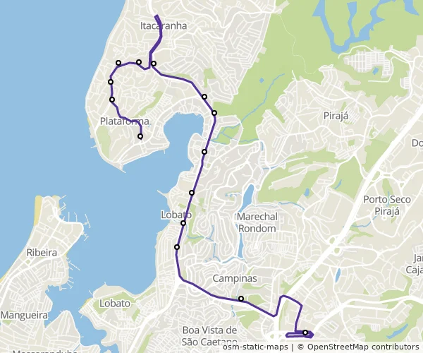 Mapa do itinerário da linha