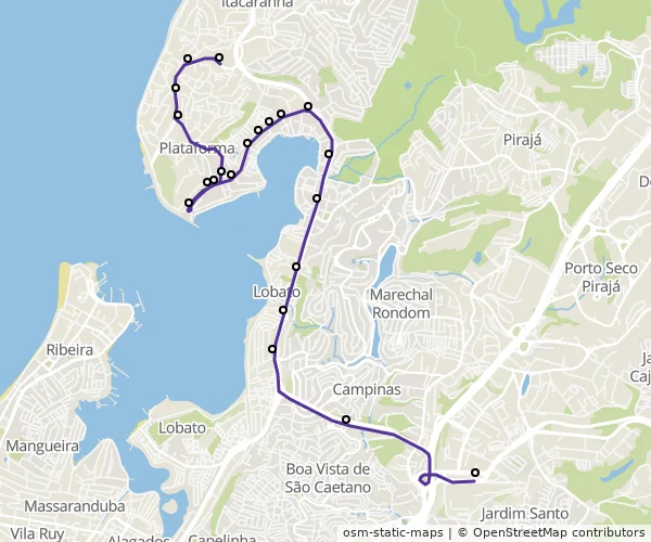 Mapa do itinerário da linha