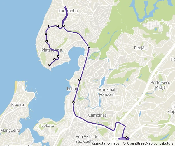 Mapa do itinerário da linha
