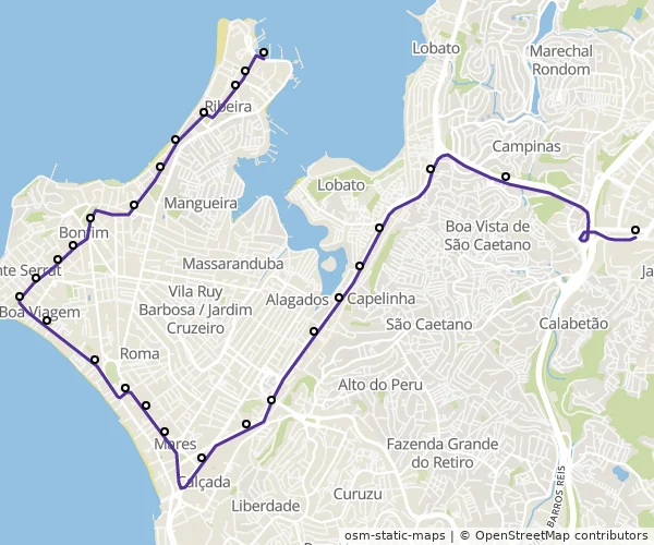 Mapa do itinerário da linha