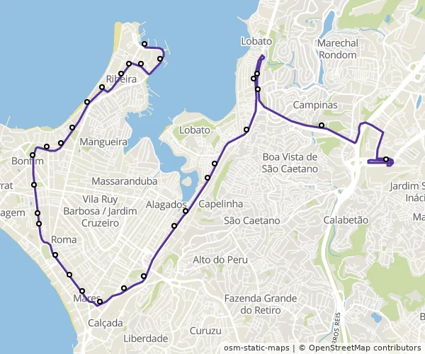 Mapa do itinerário da linha