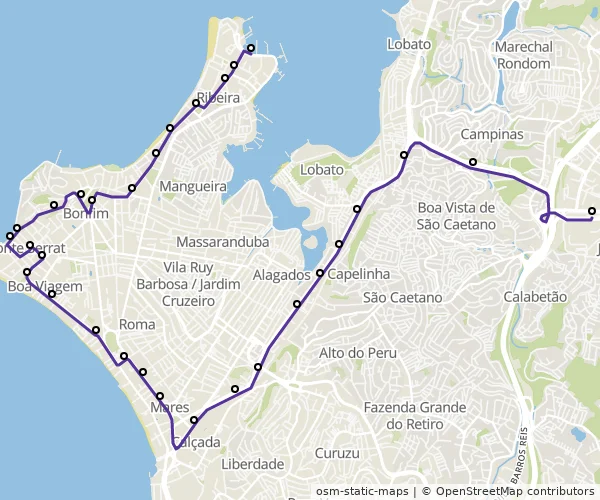 Mapa do itinerário da linha