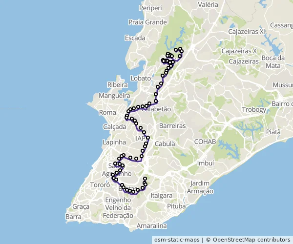 Mapa do itinerário da linha