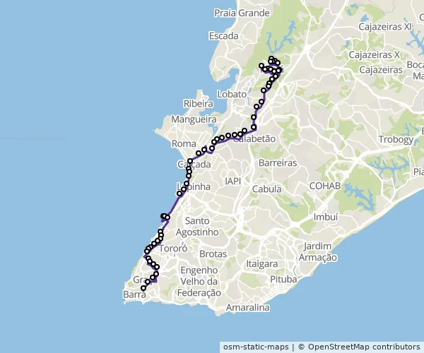Mapa do itinerário da linha