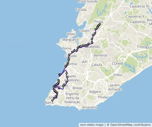 Mapa do itinerário da linha