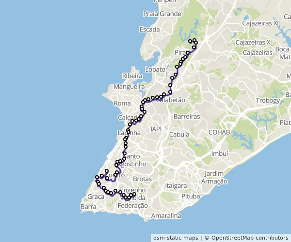 Mapa do itinerário da linha