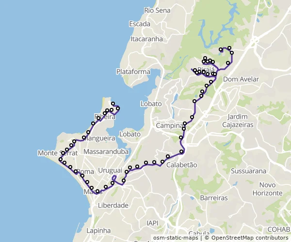 Mapa do itinerário da linha