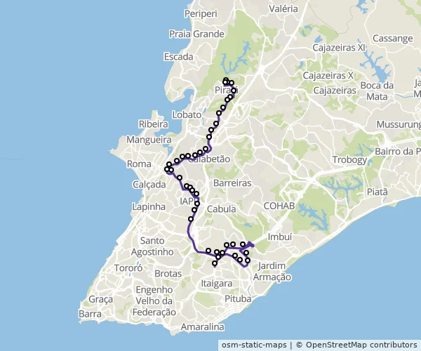 Mapa do itinerário da linha