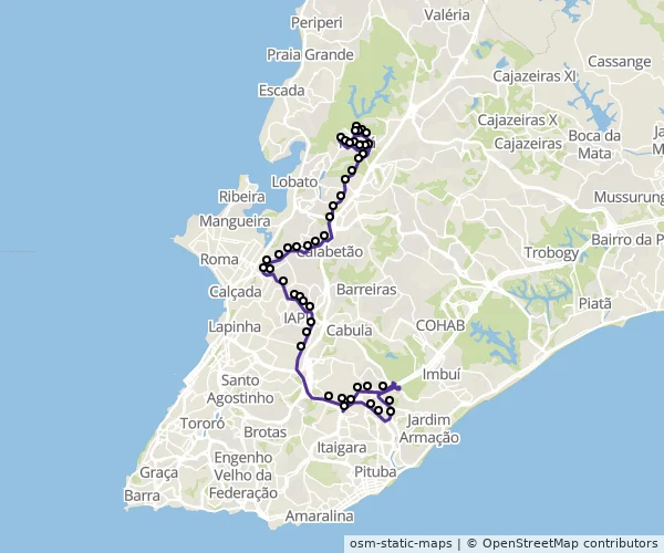 Mapa do itinerário da linha