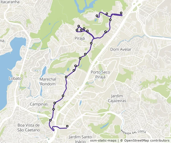 Mapa do itinerário da linha