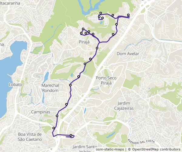 Mapa do itinerário da linha