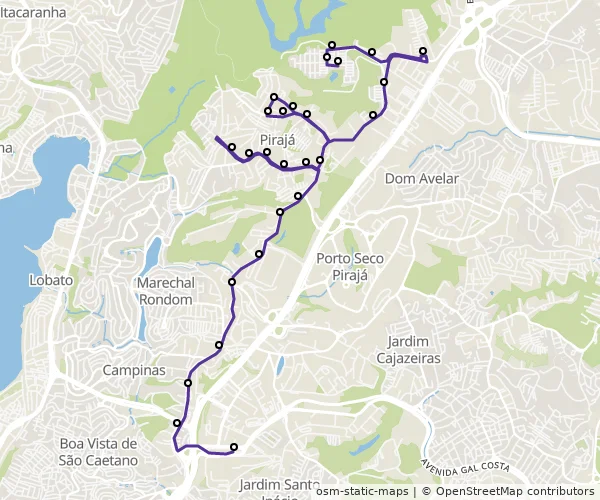 Mapa do itinerário da linha
