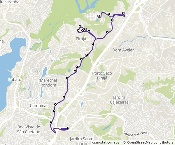 Mapa do itinerário da linha
