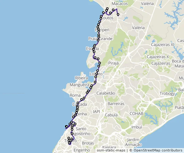 Mapa do itinerário da linha