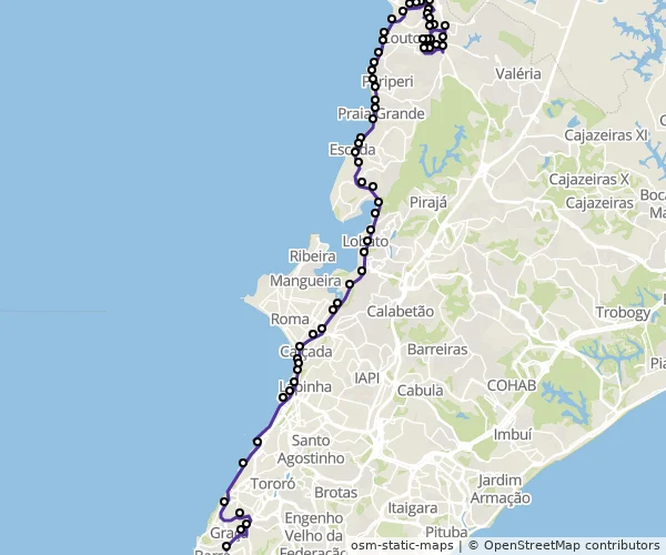 Mapa do itinerário da linha