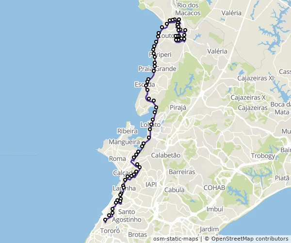 Mapa do itinerário da linha