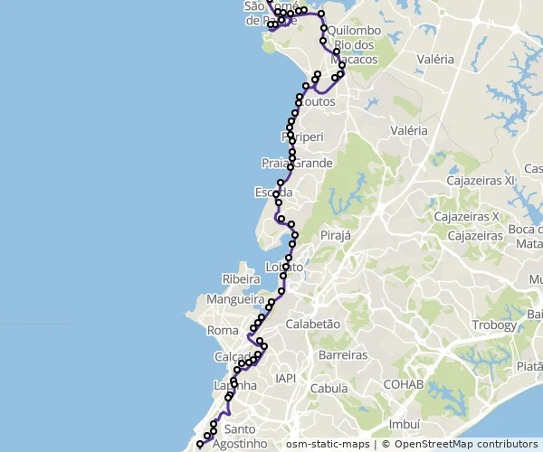 Mapa do itinerário da linha