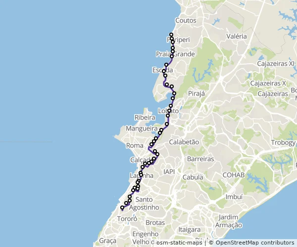 Mapa do itinerário da linha