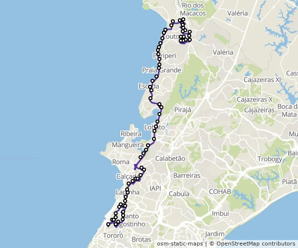 Mapa do itinerário da linha