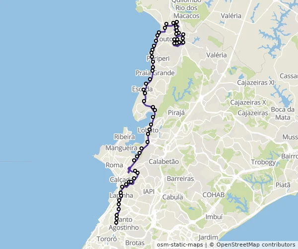Mapa do itinerário da linha