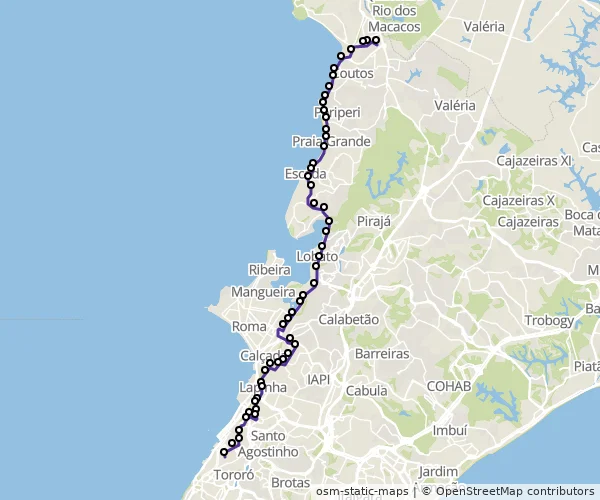 Mapa do itinerário da linha