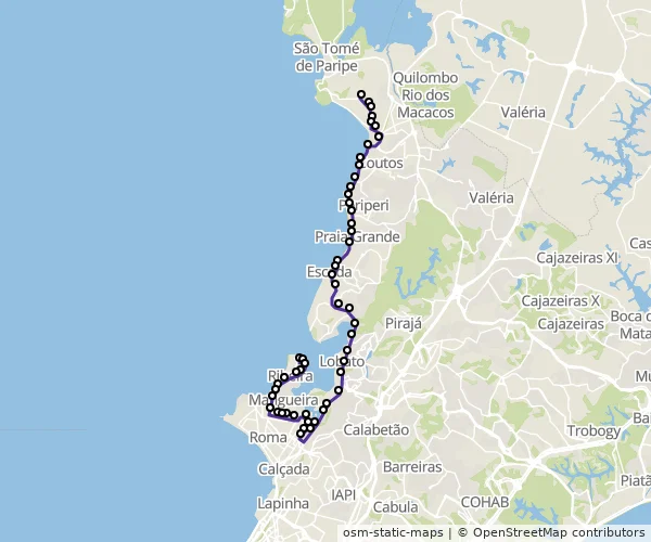 Mapa do itinerário da linha