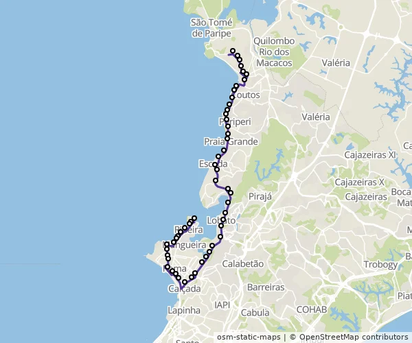 Mapa do itinerário da linha
