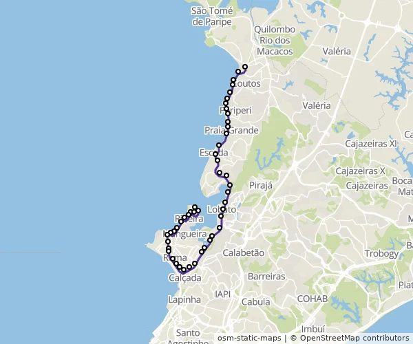 Mapa do itinerário da linha